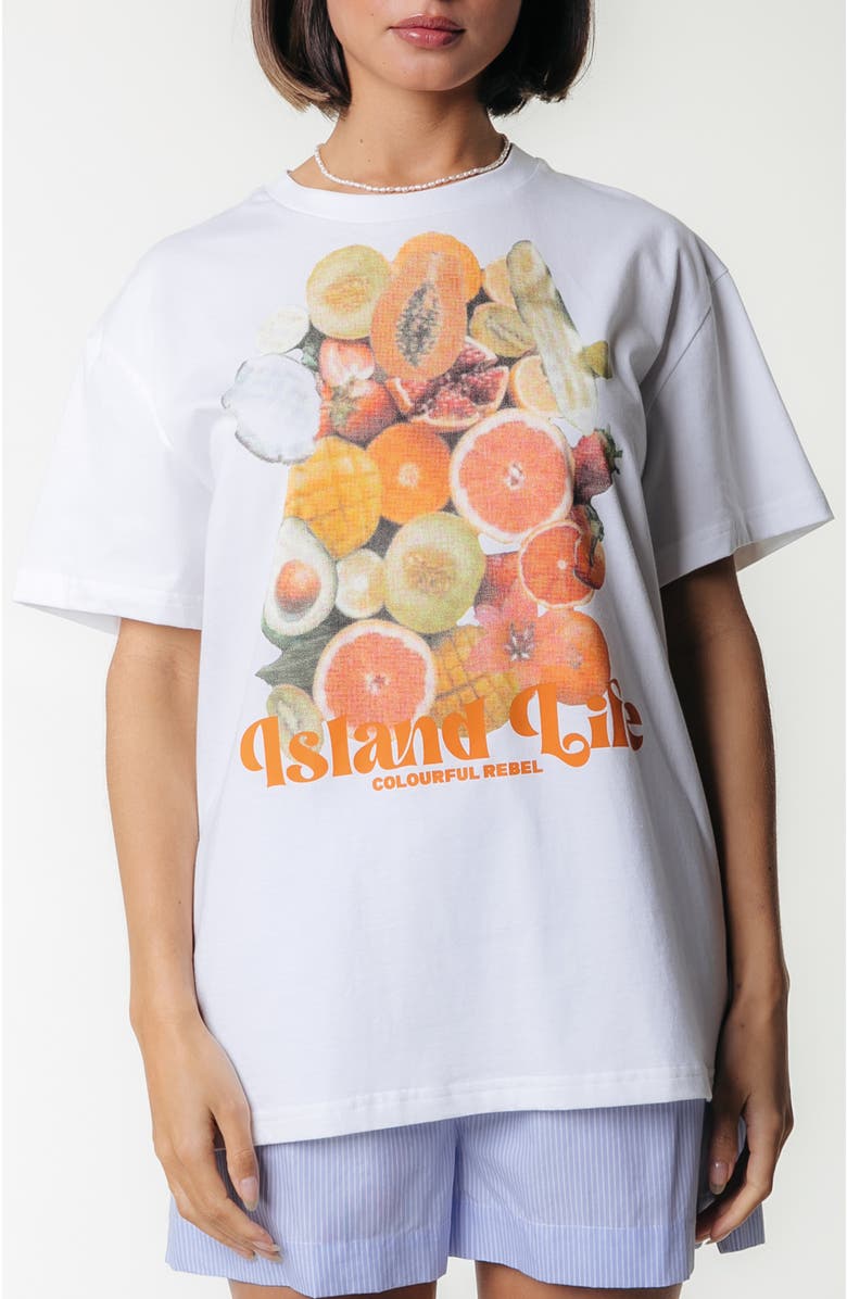 Colourful Rebel Island Life Loosefit Tee, Main, color, White