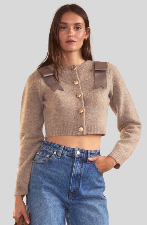 Cynthia Rowley Ivy Cropped Wool Cardigan In Camel