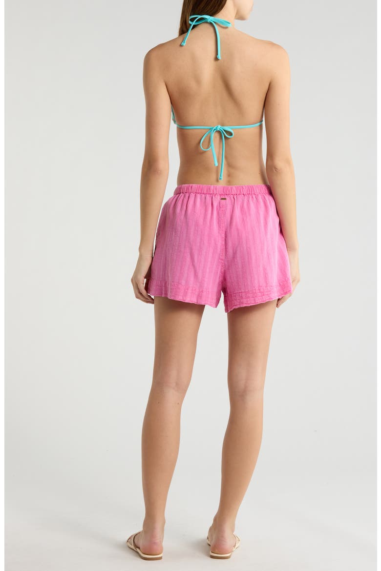 Hotel Malibu Embroidered Yarn Dyed Stripe Shorts, Alternate, color, SUPER PINK