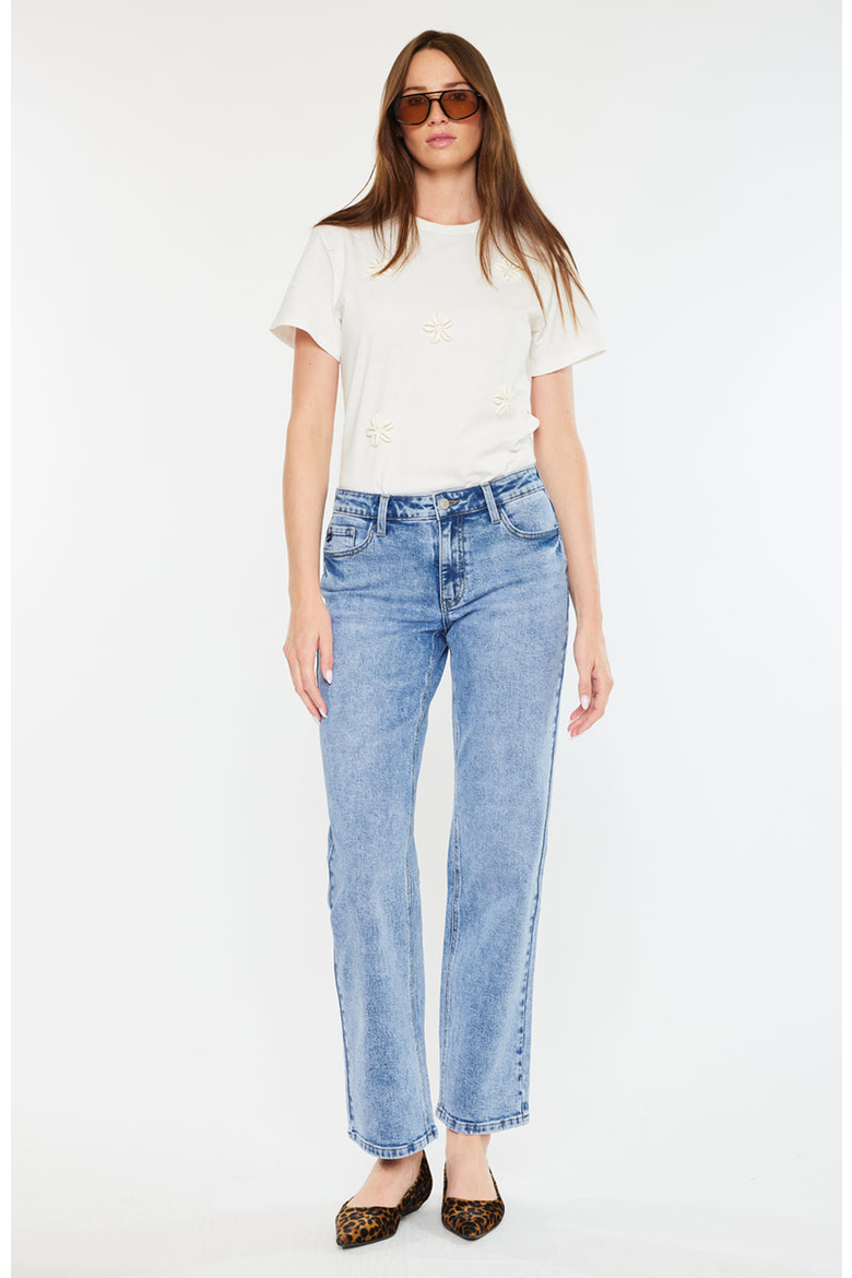 Tamia Essentials Mid Rise True Straight Jeans, Main, color, Medium Wash
