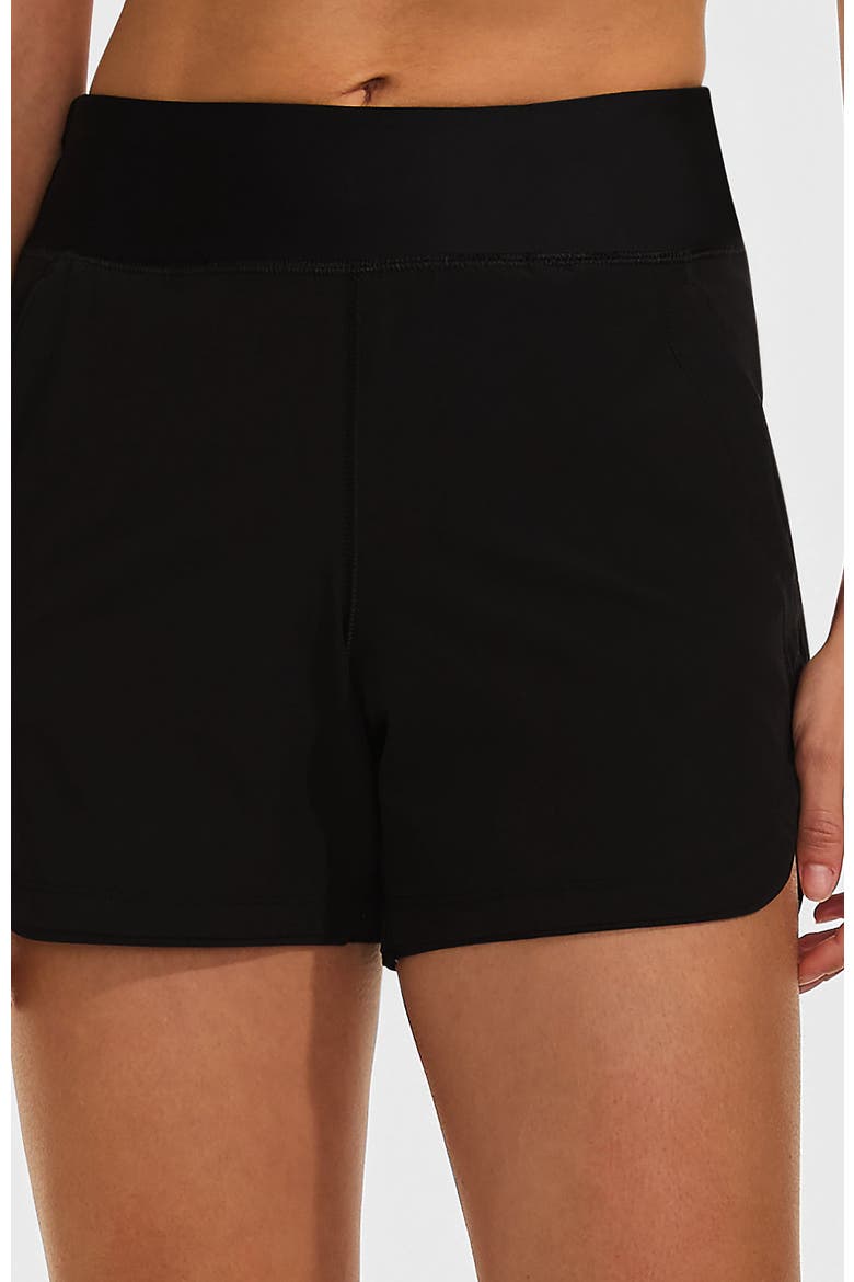 5" Quick Dry Elastic Waist Board Shorts Swim Cover-up Shorts with Panty, Main, color, Black