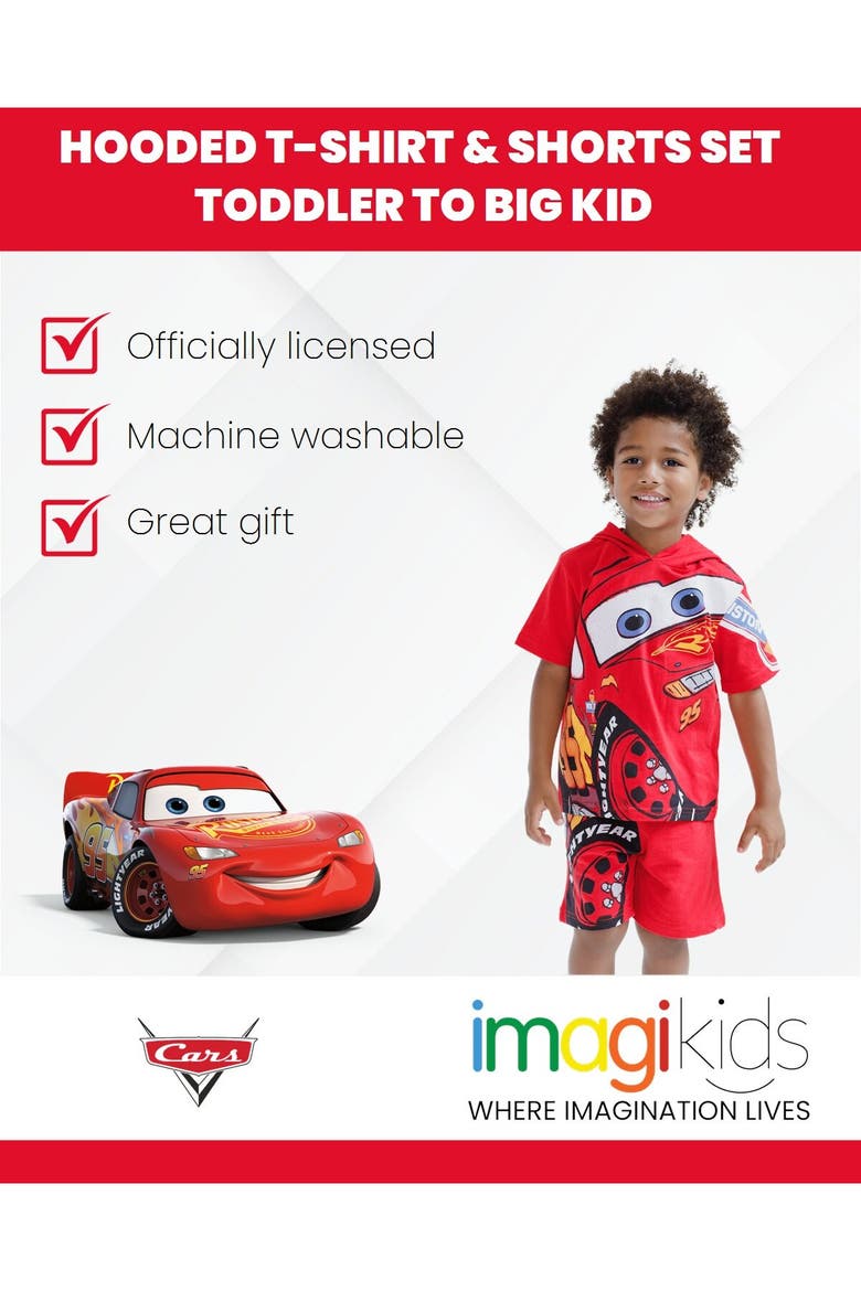 Cars Lightning McQueen 2-Piece Hooded Tee and Shorts Set, Alternate, color, Lightning McQueen Red