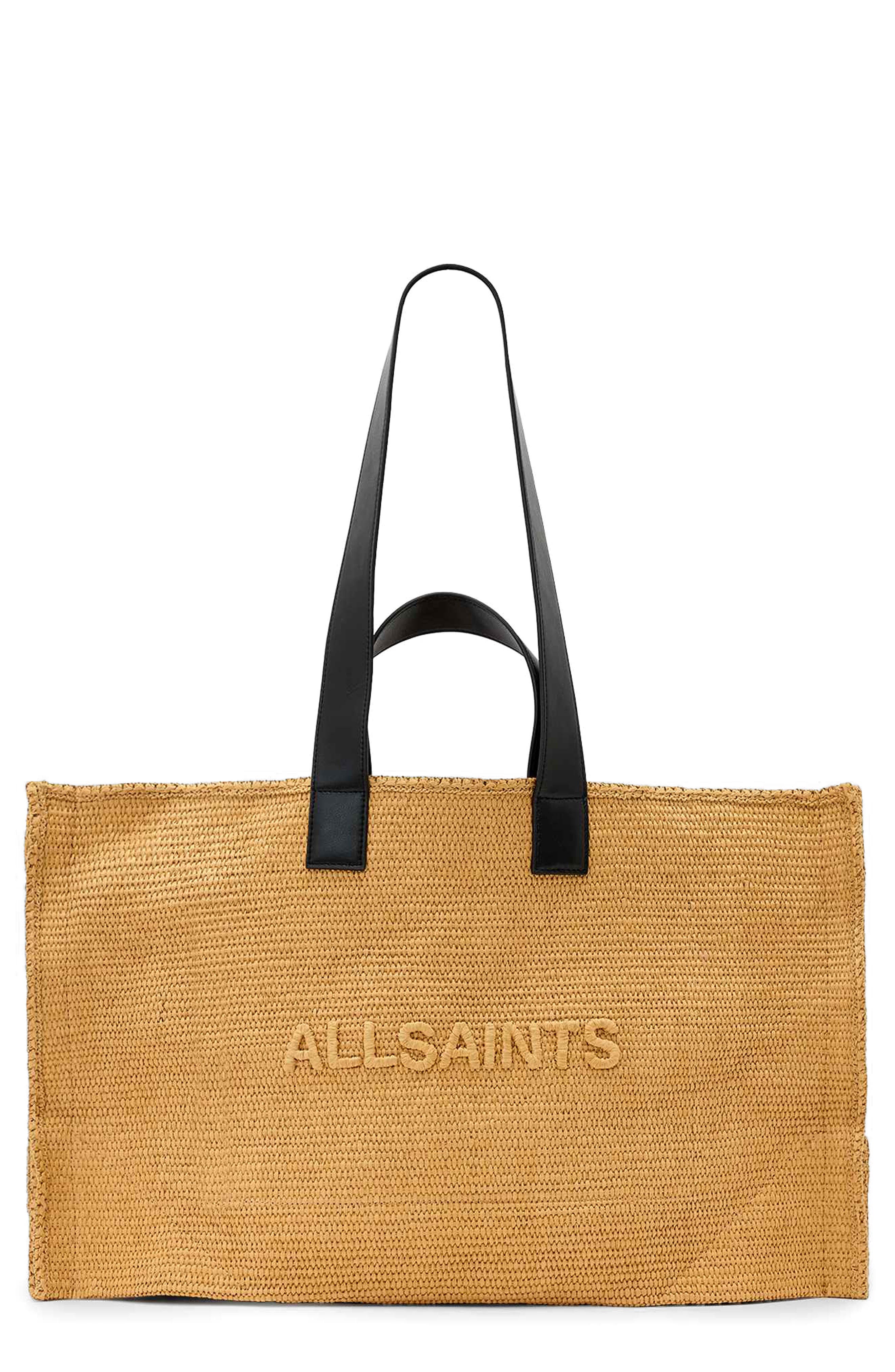 AllSaints Lutece Paper Straw Tote, Main, color, Biscuit Brown