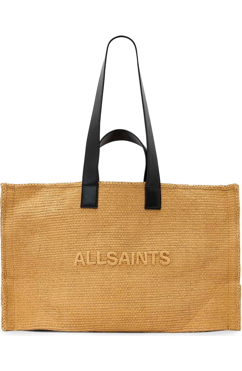 AllSaints Lutece Paper Straw Tote, Main, color, Biscuit Brown