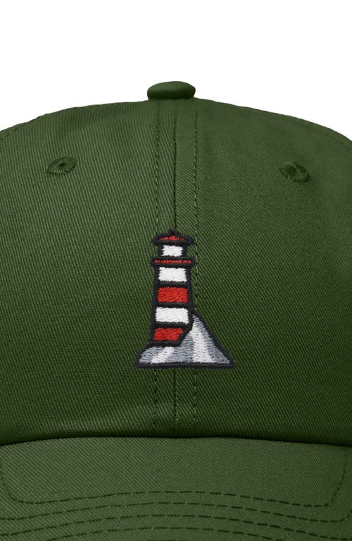 Dalix Lighthouse Embroidered Dad Hat In Olive