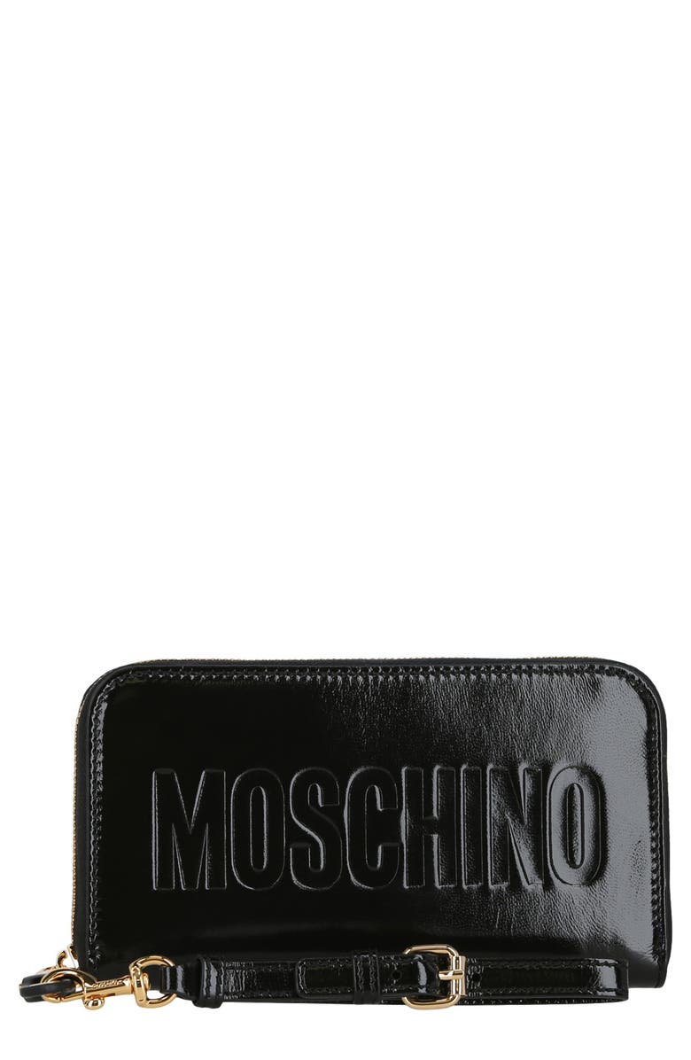 Moschino Debossed Logo Continental Wallet, Main, color, 