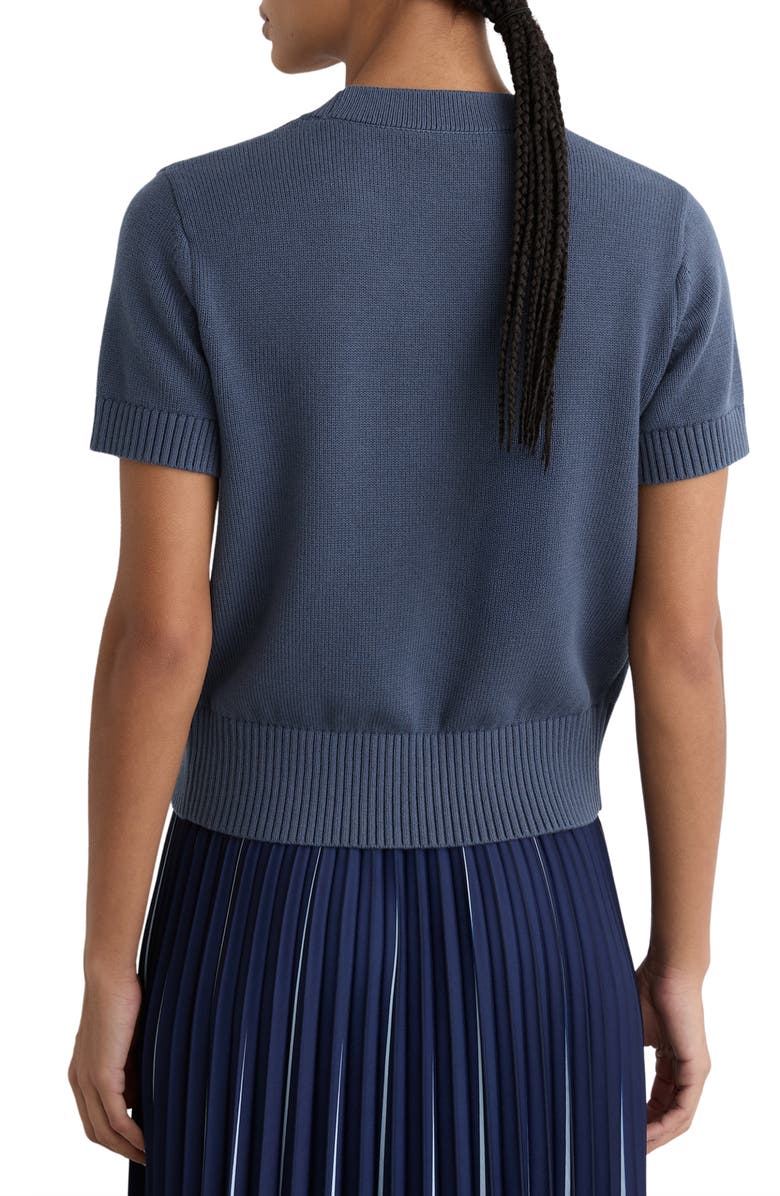 Reiss Anya Short Sleeve Cotton & Wool Cardigan, Alternate, color, Blue