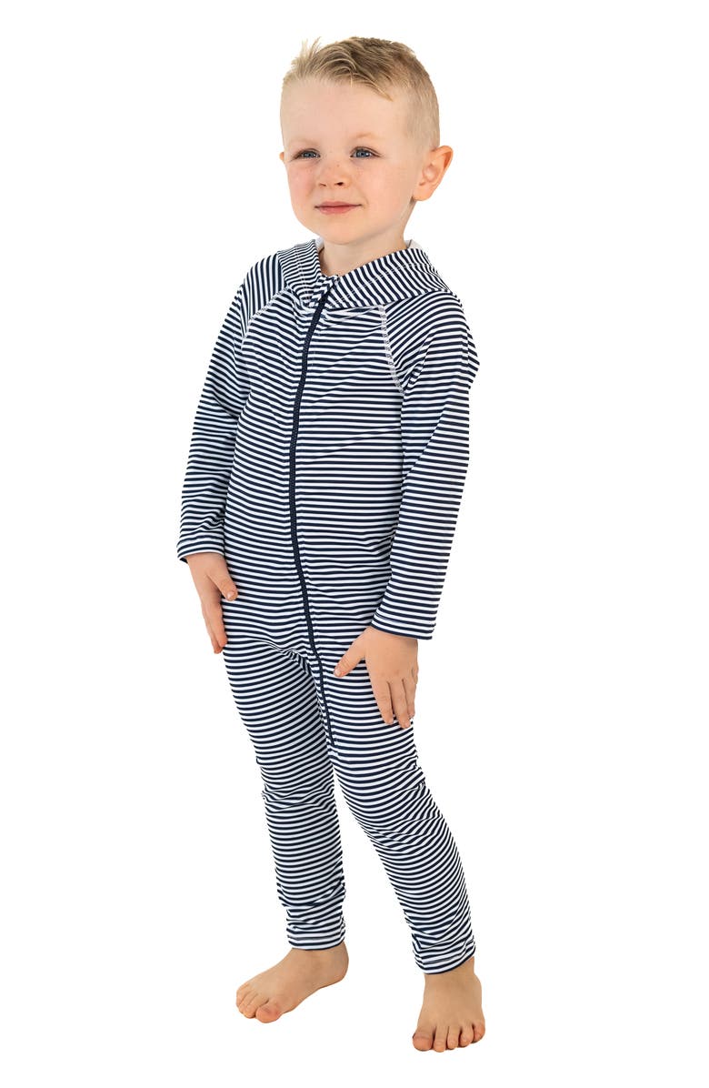 Lake Label Kids' Stripe Long Sleeve Full Body Hooded Swimsuit, Alternate, color, 