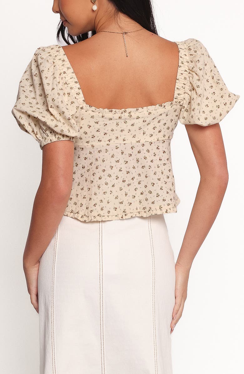 Petal & Pup Maud Floral Puff Sleeve Button Front Top, Alternate, color, Cream Brown Floral