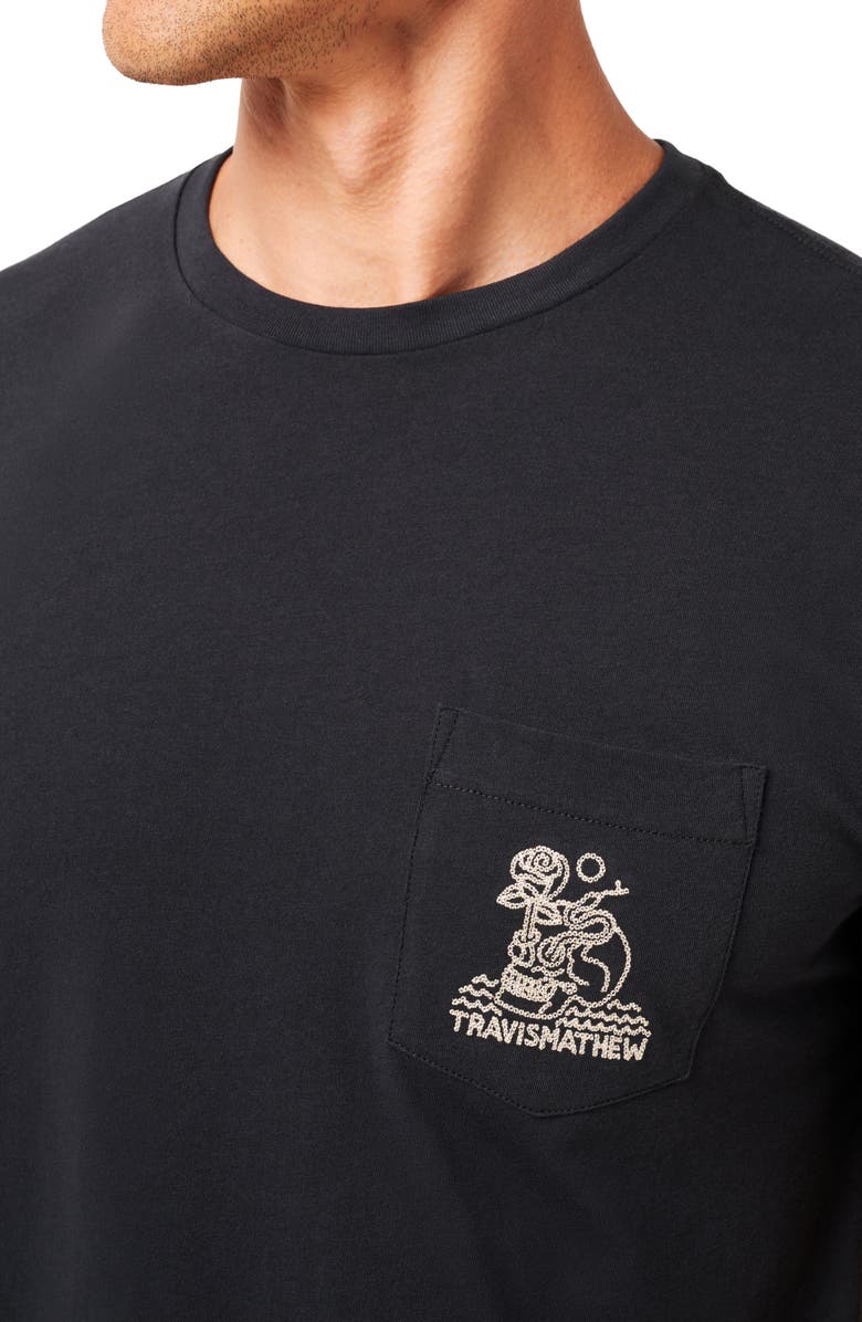 TravisMathew Cave Embroidered Pocket T-Shirt, Alternate, color, Black