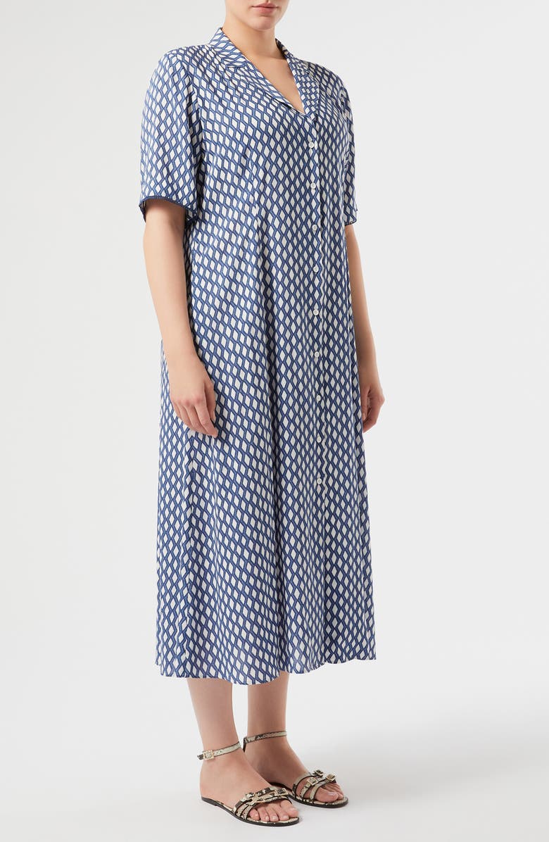 Marina Rinaldi Ranch Geo Print Shirtdress, Main, color, White