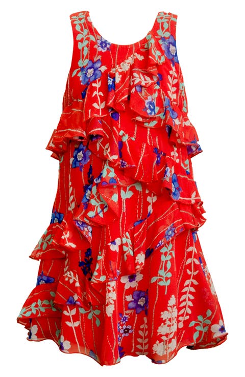 Kids' Floral Print Ruffle Dress