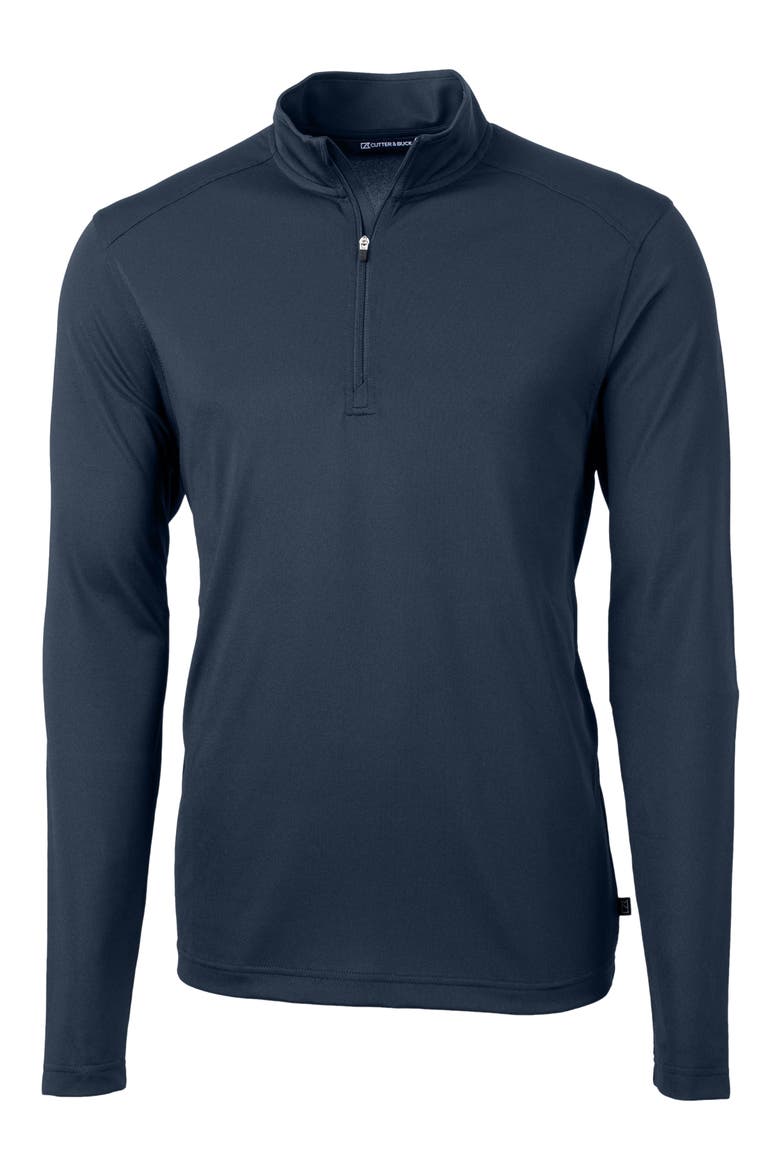 Virtue Piqué Recycled Blend Quarter Zip Pullover, Alternate, color, NAVY BLUE