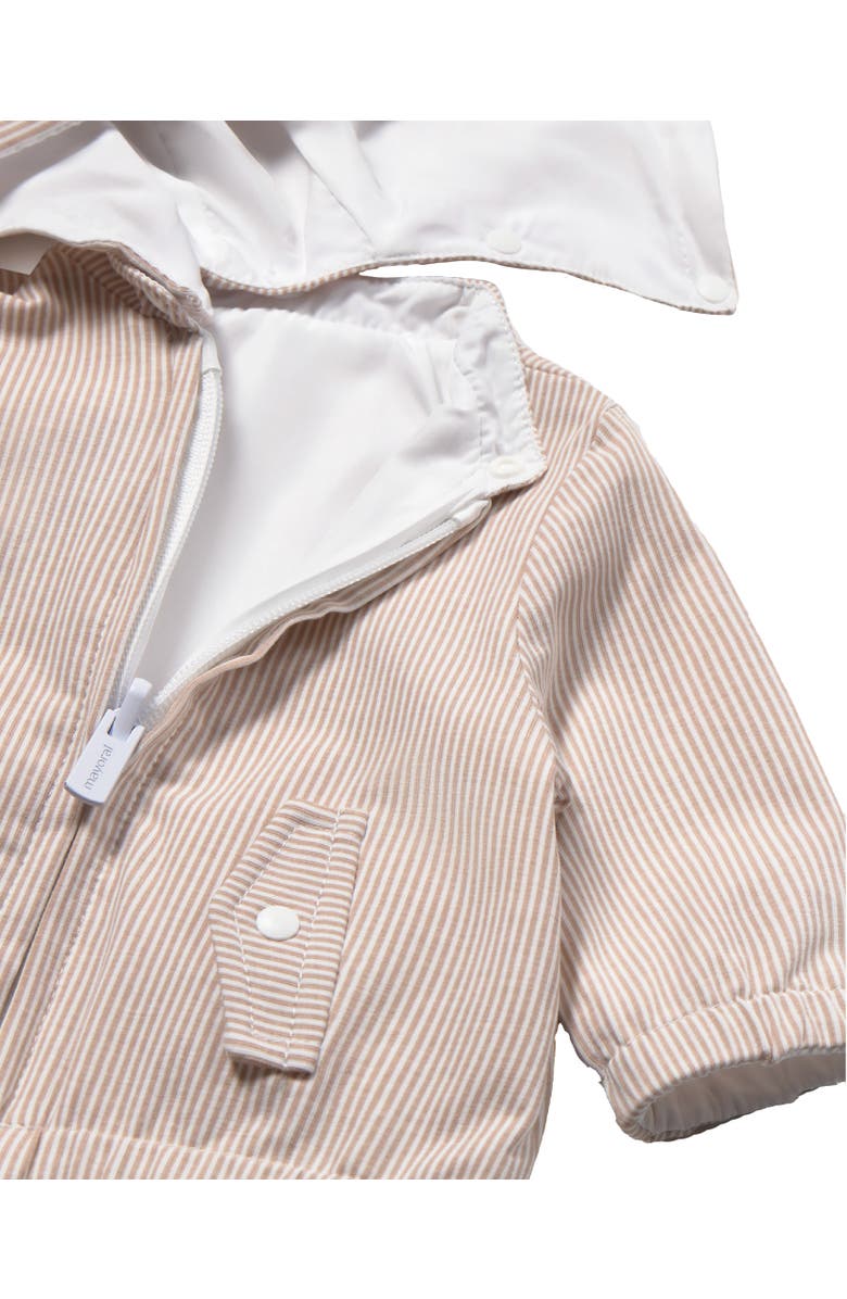 Mayoral Striped Hooded Jacket, Alternate, color, Beige