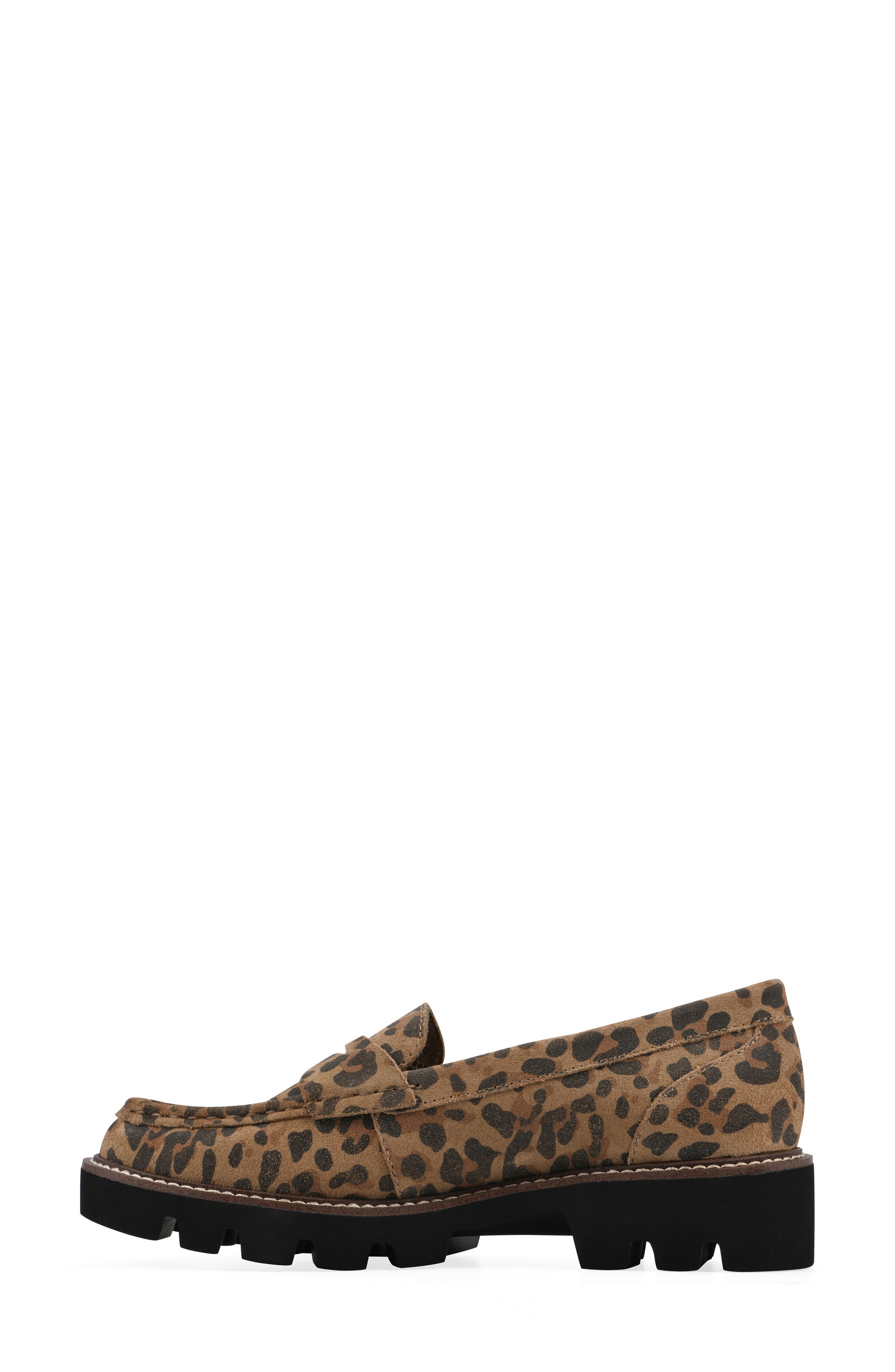 Gunner Lug Sole Platform Loafer - Wide Width, Alternate, color, BROWN/ LEOPARD/ SUEDE
