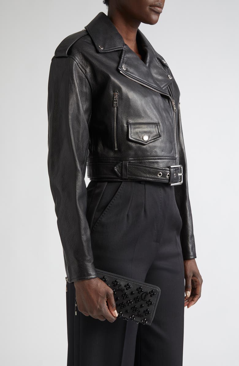 Christian Louboutin Panettone Spiked Calfskin Wallet, Alternate, color, Black/ Ultrablack