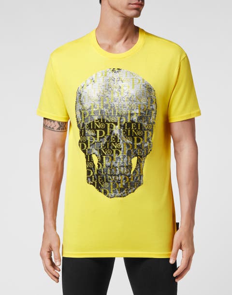 T-Shirt Round Neck Ss Skull And Plein With Crystals Unisex