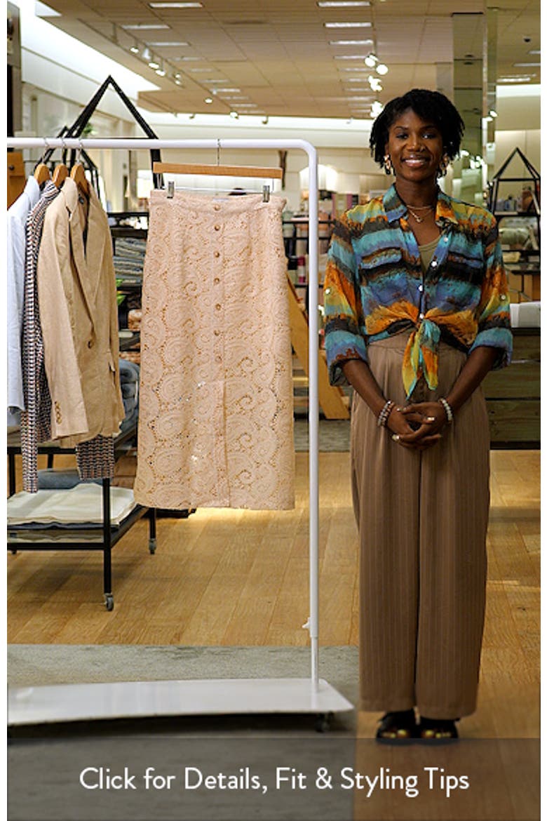 Paisley Lace Button Front Midi Skirt video