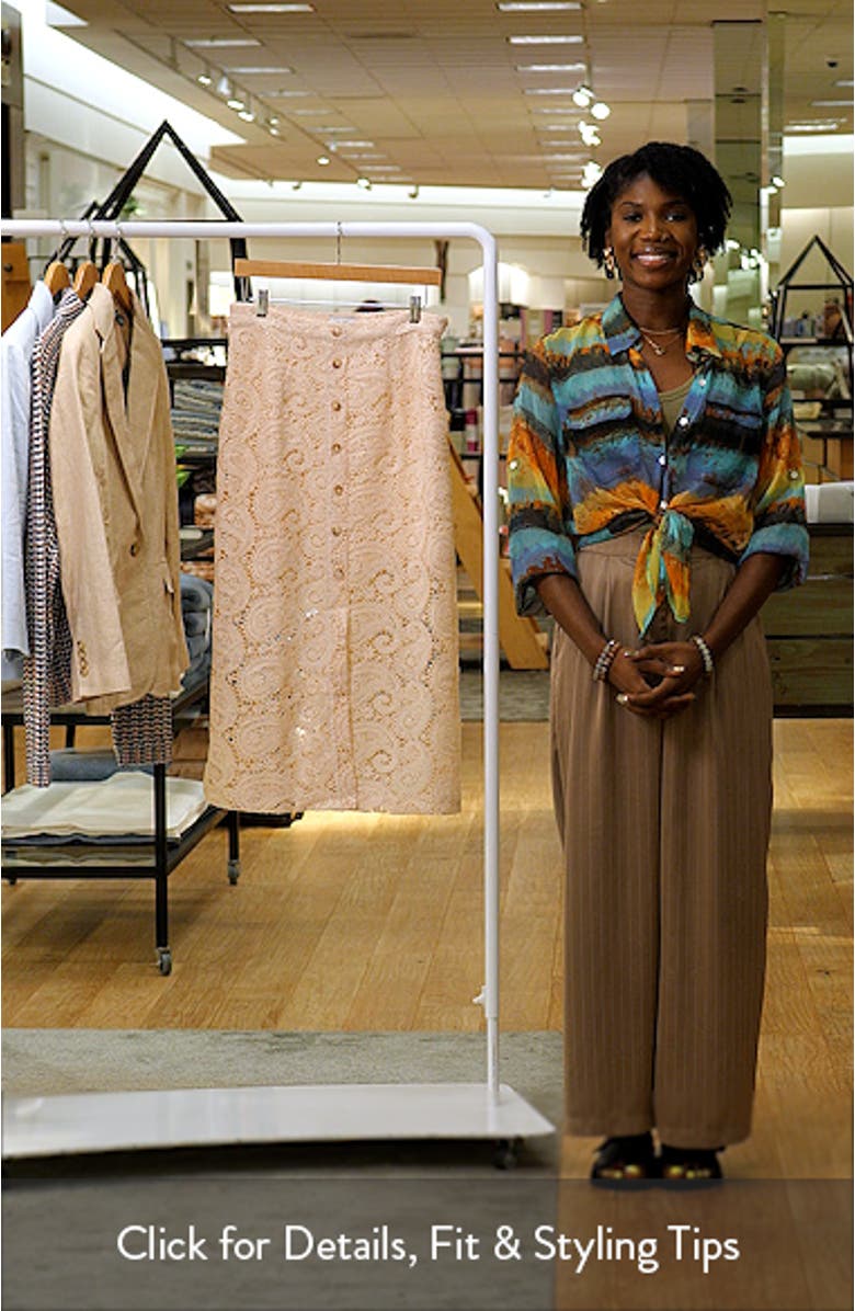 Paisley Lace Button Front Midi Skirt, sales video thumbnail