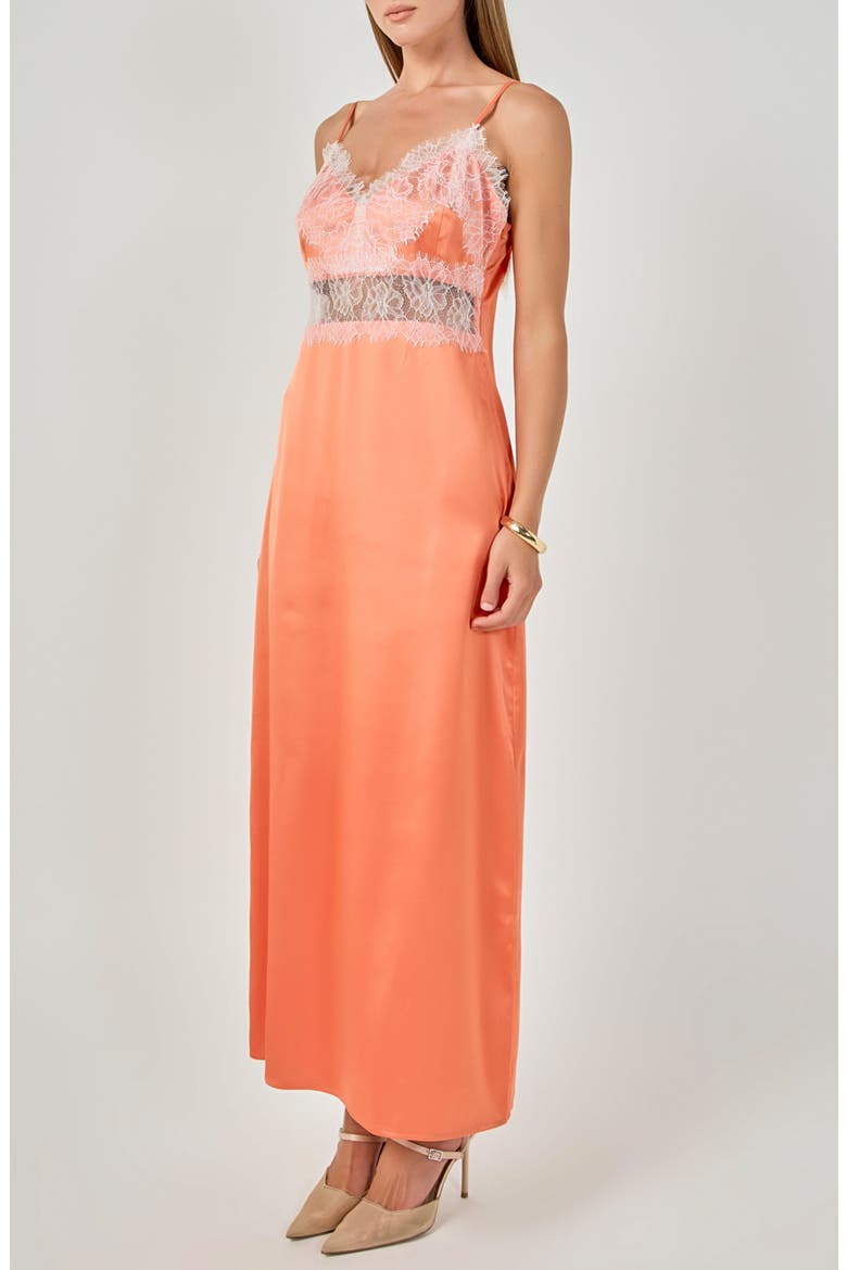 Lace Trimmed Maxi Gown, Alternate, color, ORANGE