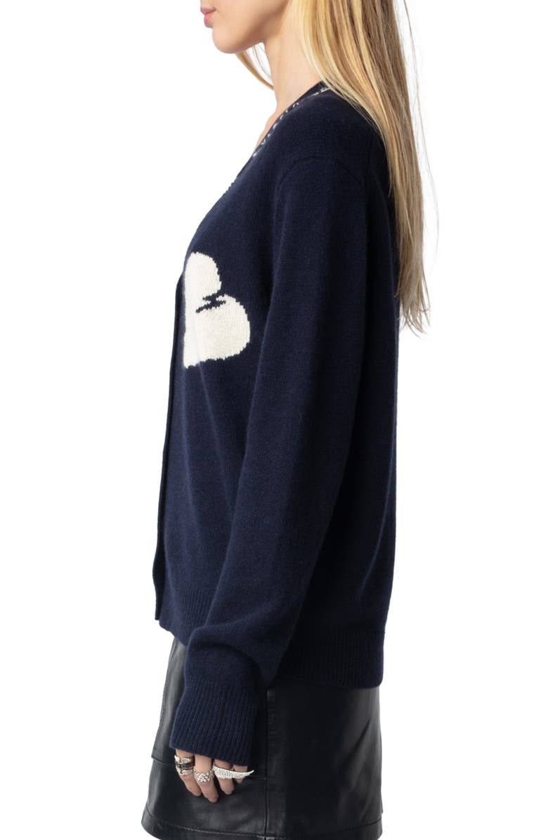 Zadig & Voltaire Travia You Are Everything Heart Cashmere Cardigan, Alternate, color,
