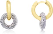 The Lovery Fine Jewelry CZ Double Drop Hoop Earrings
