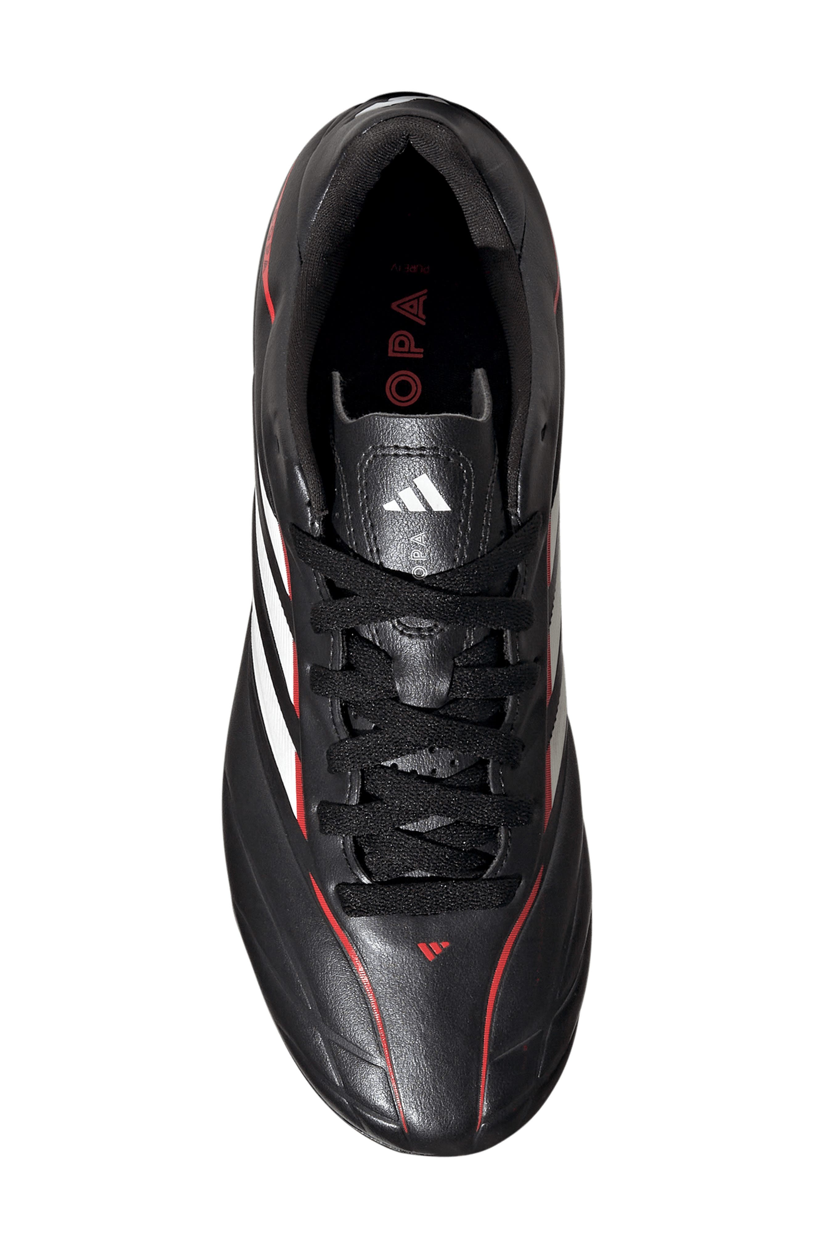 adidas Kids' Copa Pure IV Club Firm Ground Soccer Cleat, Alternate, color, Black/ White/ Lucid Red