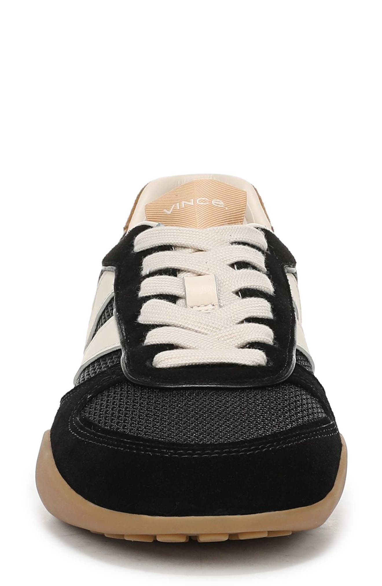 Echo Trainer Leather Sneaker, Alternate, color, BLACK/ FLAX