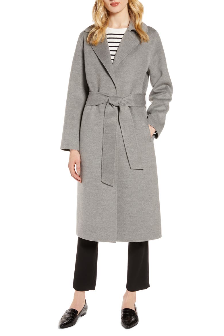 Double Face Wrap Coat, Main, color, GREY
