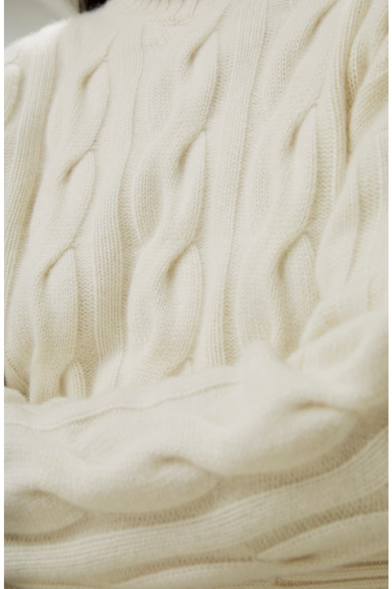 Women's Cable Knit Cashmere Turtleneck Sweater, Alternate, color, White