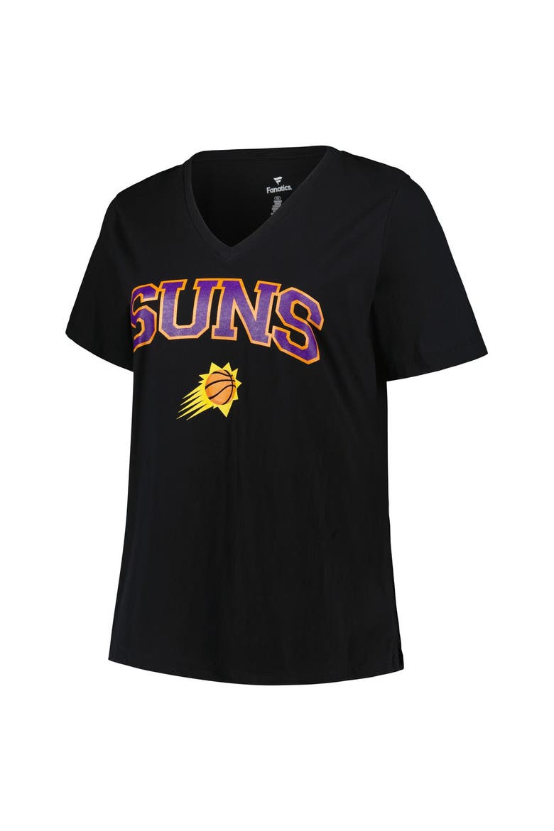 Women's Profile Black Phoenix Suns Plus Size Arch Over Logo V-Neck T-Shirt, Alternate, color, Black