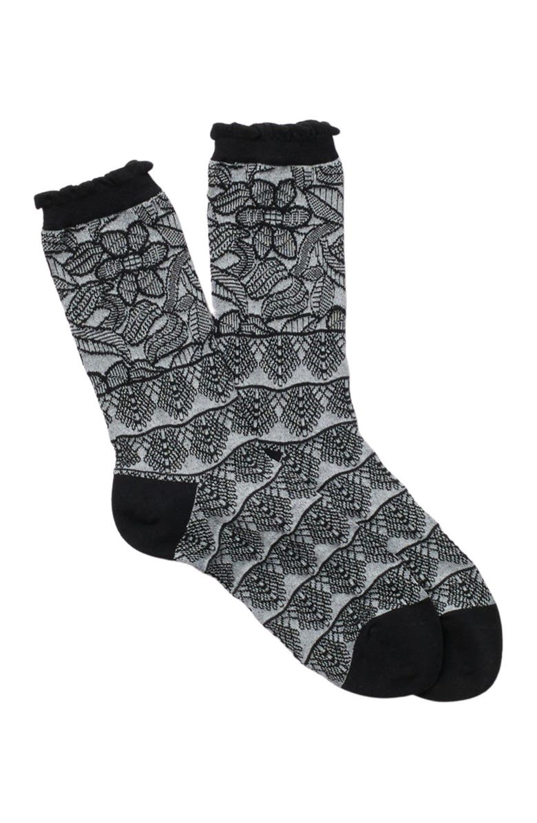 Natori Lace Trellis Crew Socks, Main, color,