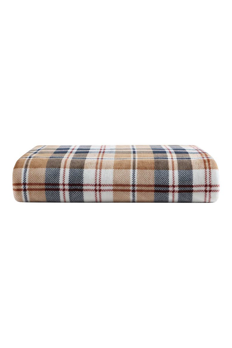 Trailhead Plaid Reversible Fleece Blanket, Alternate, color, DARK BEIGE