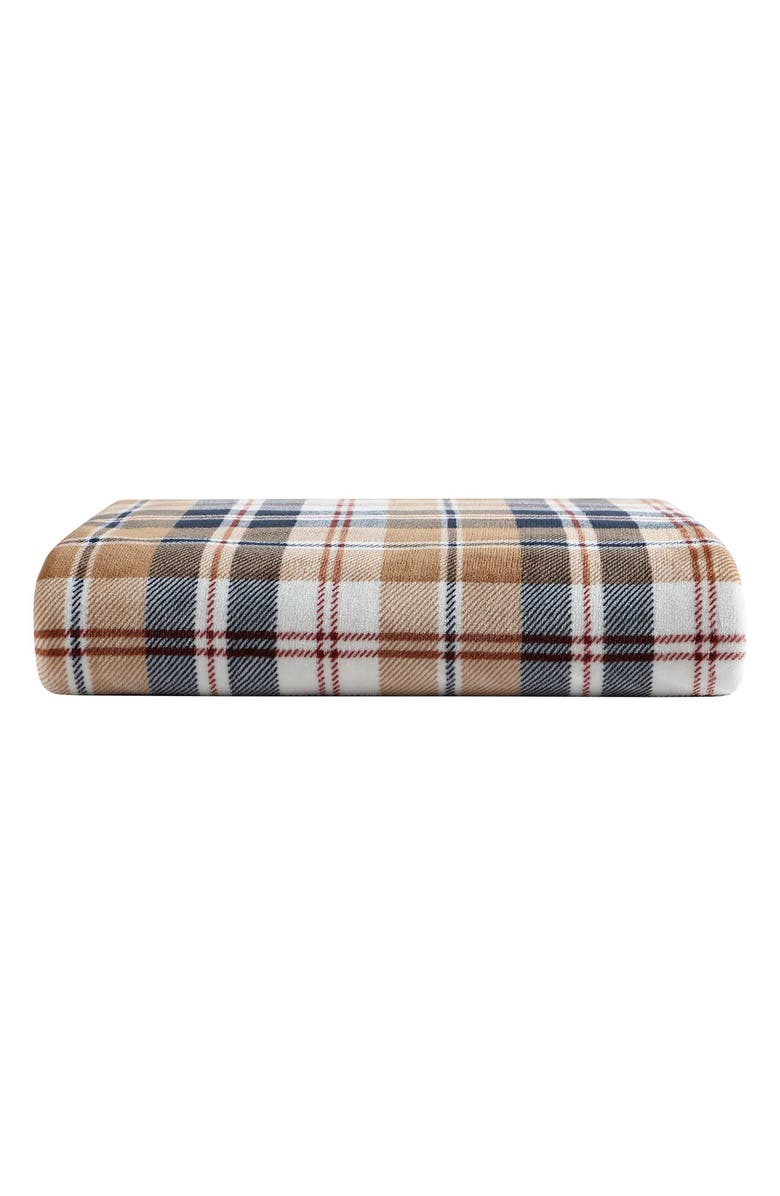 Eddie Bauer Trailhead Plaid Reversible Fleece Blanket, Alternate, color, Dark Beige