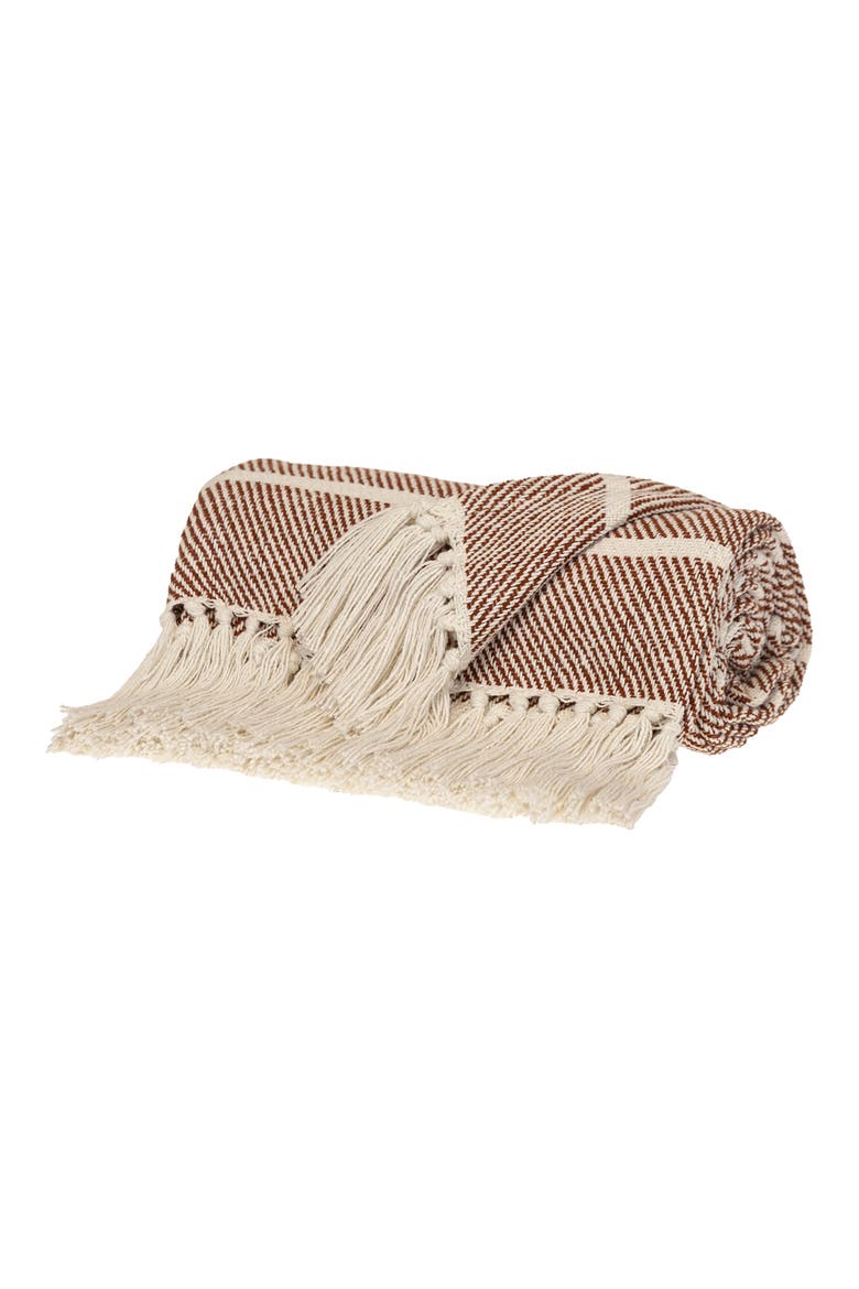 Mio Stripe Handloomed Throw Blanket, Alternate, color, RUST