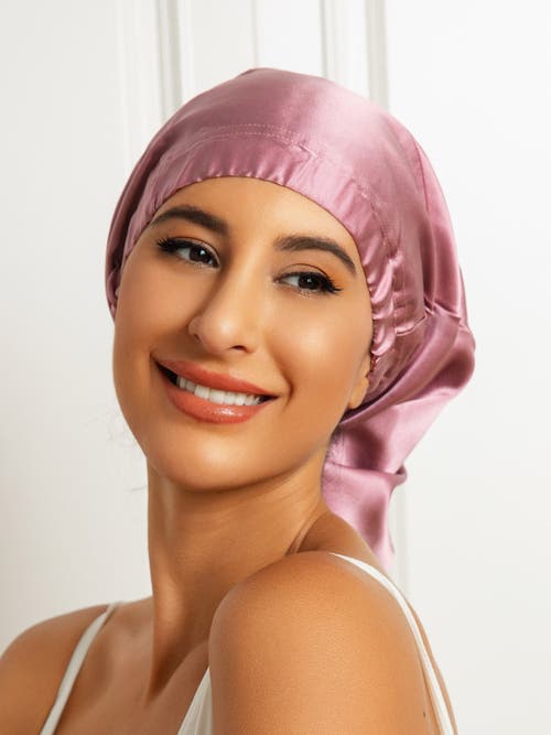 Silksilky Pure Silk Elasticated Bonnet In Pink