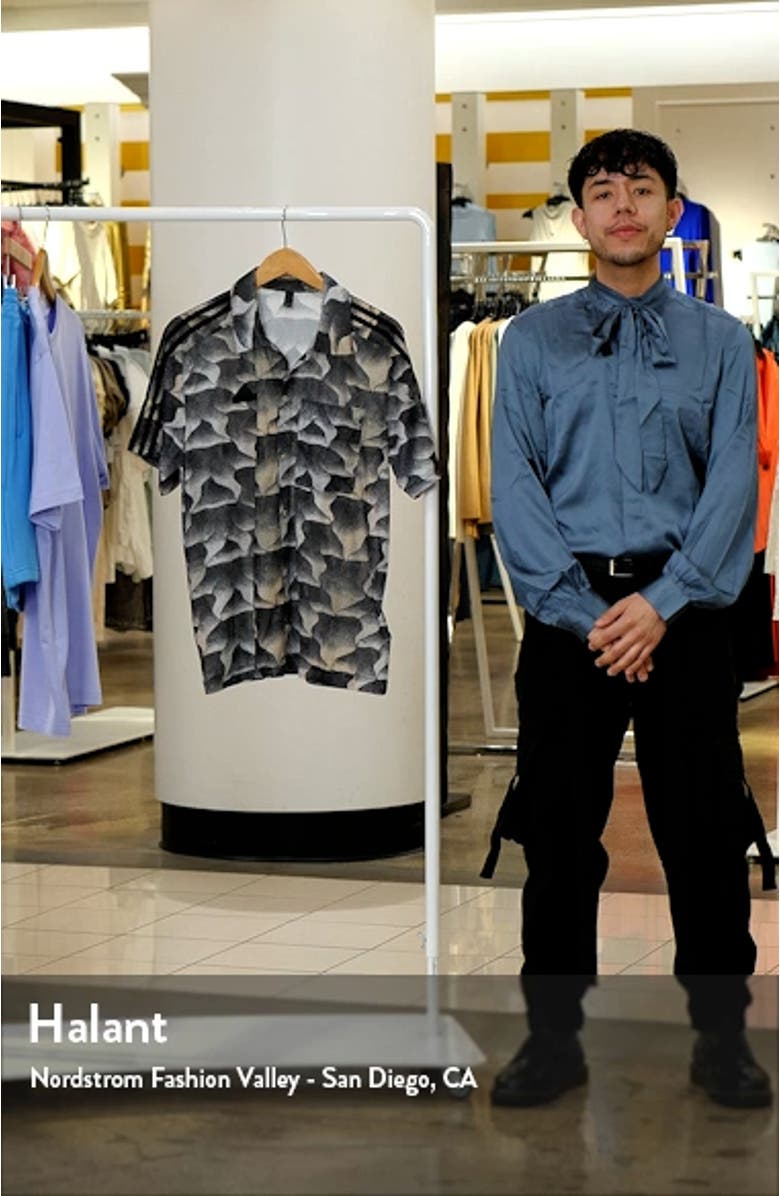 Tiro Print Mesh Short Sleeve Button-Up Shirt, sales video thumbnail