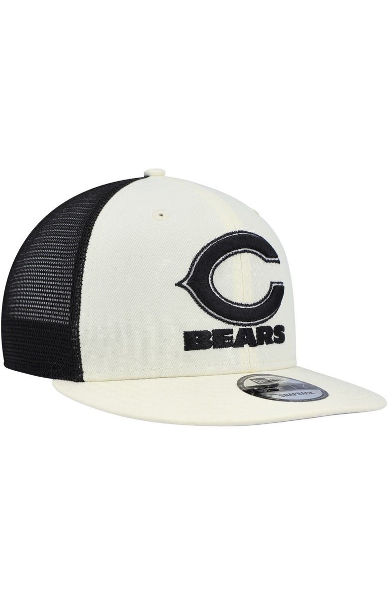 New Era Men's New Era Cream/Black Chicago Bears Chrome Collection 9FIFTY Trucker Snapback Hat, Alternate, color, 