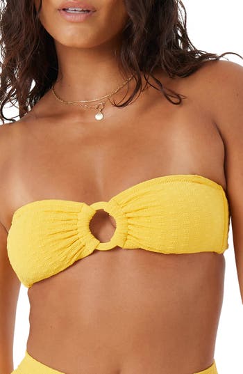 Roxy Haleiwa Bandeau Bikini Top In Yellow