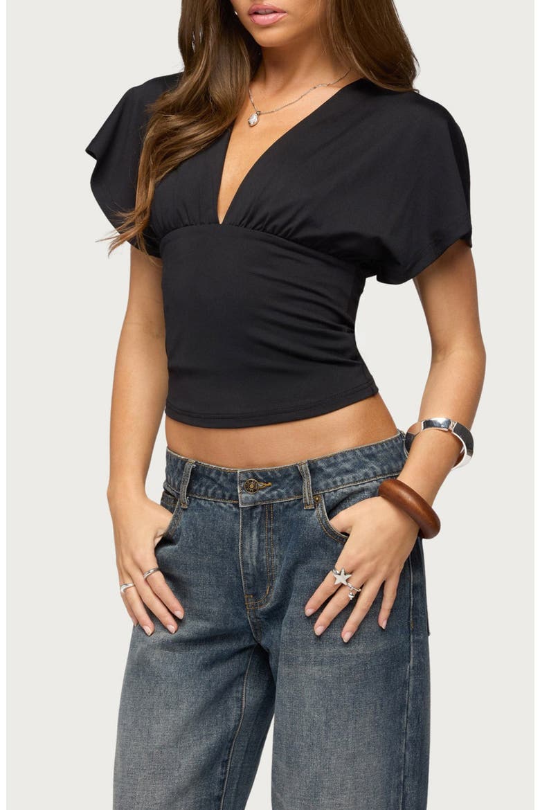 Salie Back Cutout Crop Top, Alternate, color, BLACK
