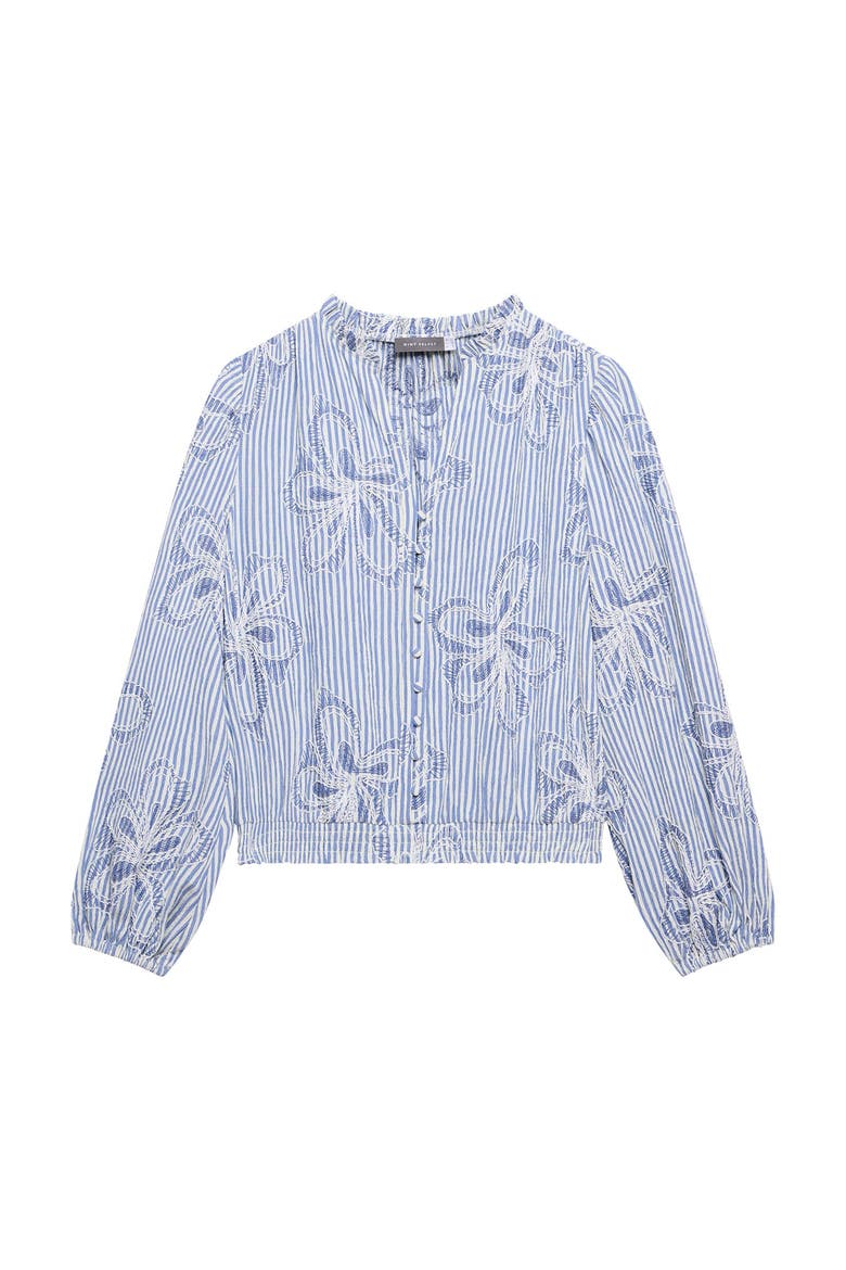 Striped Embroidered Floral Blouse, Alternate, color, Blue