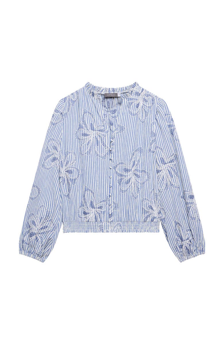 MINT VELVET Striped Embroidered Floral Blouse, Alternate, color, Blue