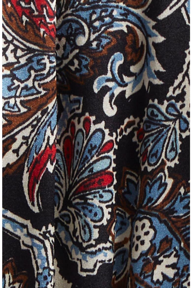 Zoella Paisley Long Sleeve Silk Blend Minidress, Alternate, color, BLACK MULTI