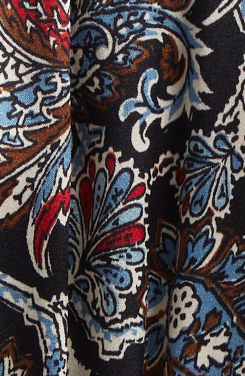 Veronica Beard Zoella Paisley Long Sleeve Silk Blend Minidress, Alternate, color, Black Multi