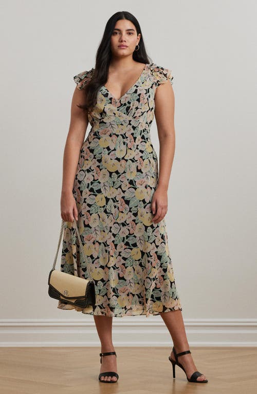 Ralph Lauren Lauren Floral Flutter Sleeve Georgette Midi Dress In Multi