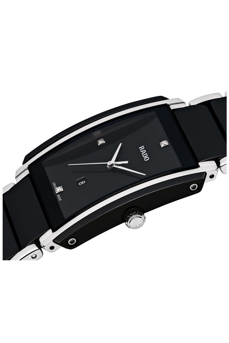 Integral Diamond Ceramic Bracelet Watch, 31mm x 41.1mm, Alternate, color, BLACK/SILVER