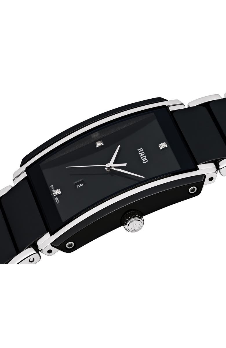 RADO Integral Diamond Ceramic Bracelet Watch, 31mm x 41.1mm, Alternate, color, Black/Silver