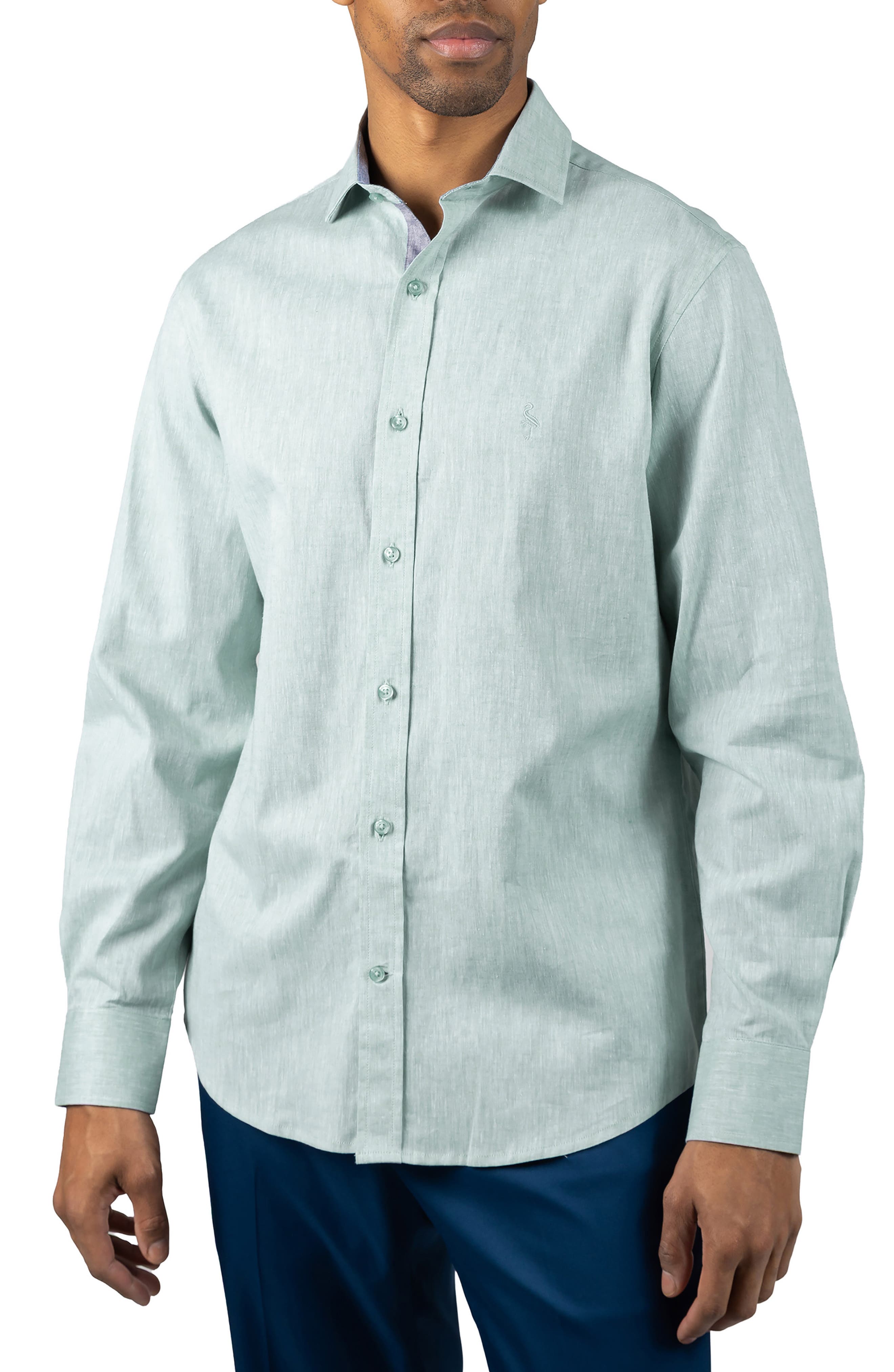 TailorByrd Mélange Linen Blend Button-Up Shirt