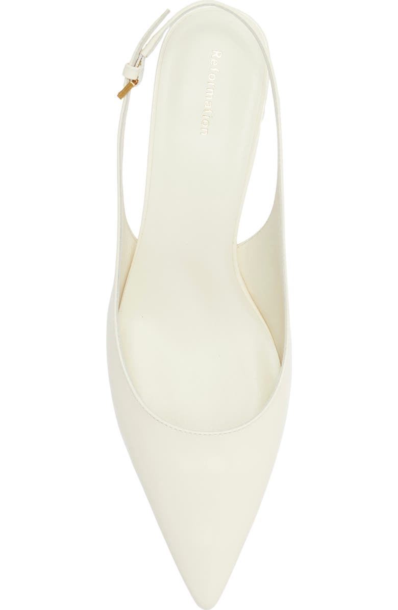 Reformation Wrenley Pointed Toe Slingback Pump, Alternate, color, White Patent