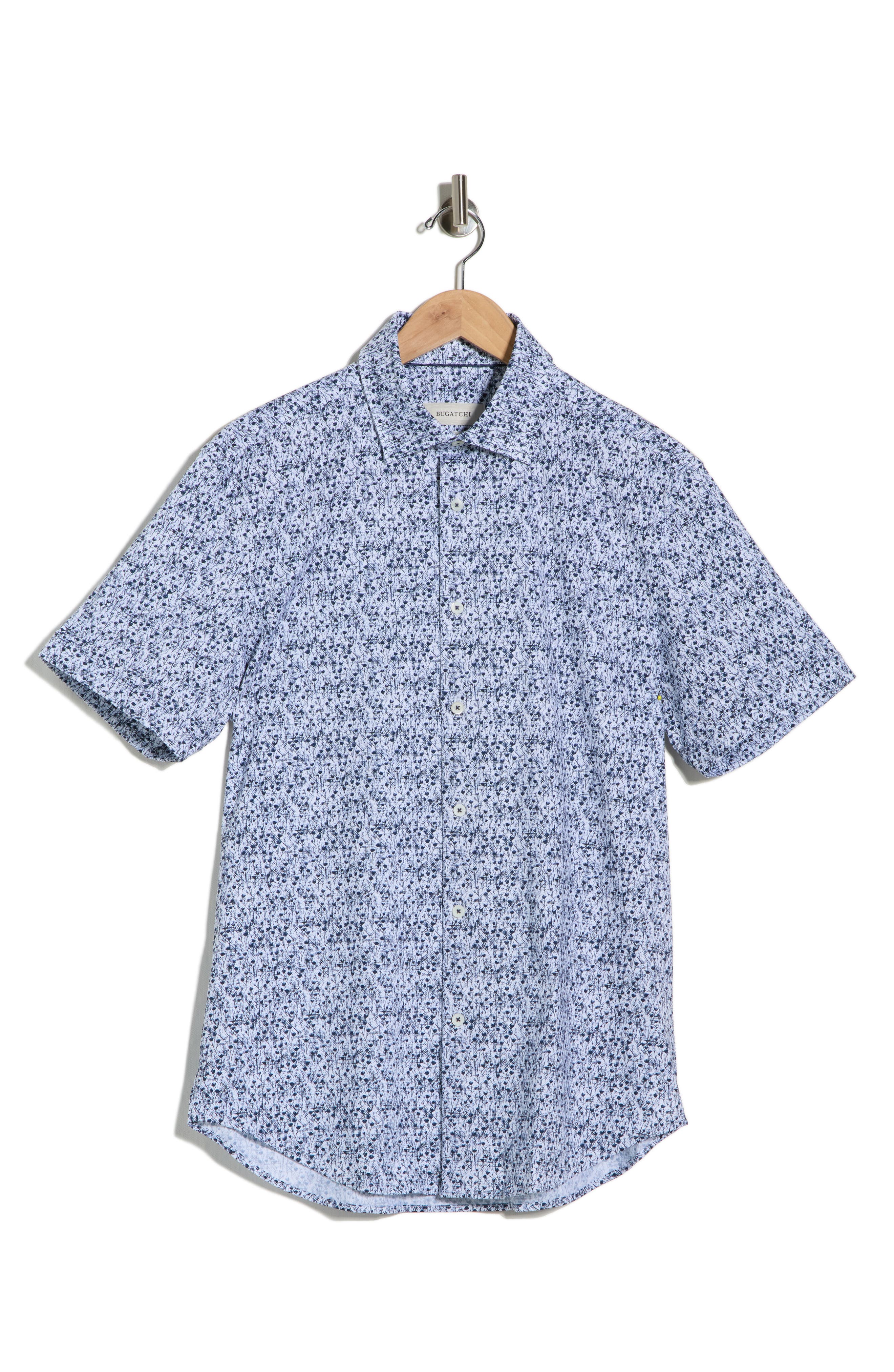 Bugatchi Miles OoohCotton® Navy Button-Up Shirt